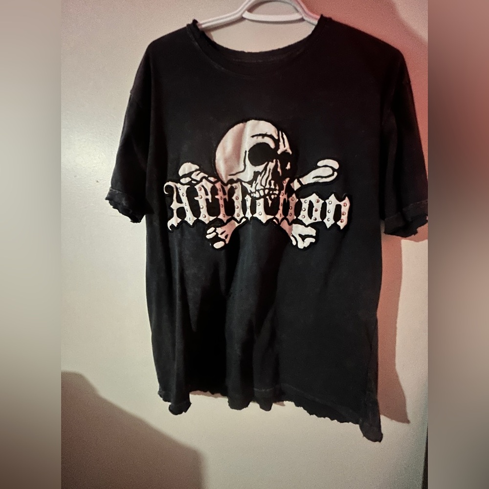 Affliction Black and White Skull Tee
